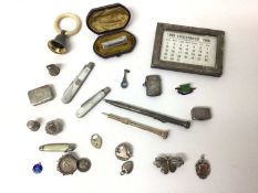 Miscellaneous group of silver items to include a Victorian silver scent bottle in fitted leather box