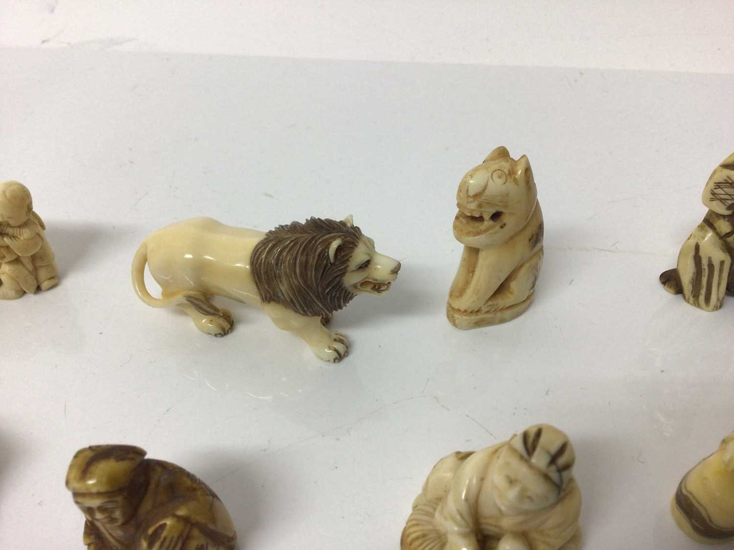 Collection of ten netsuke, including ivory and others - Image 3 of 6