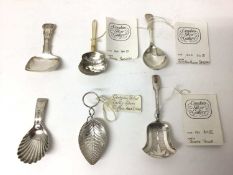 Six Georgian silver caddy spoons, various dates and makers