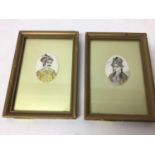 Two good quality early 20th century Indian portrait Moghul miniatures on ivory of Jehangir and Nur J