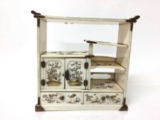 19th century Japanese ivory shibayama cabinet, finely decorated with birds and flowers, 20cm high (s