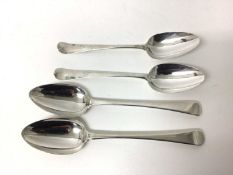 Two pairs of George III silver table spoons