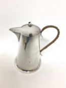 Arts & Crafts silver water pot with gimbled hinged lid and caned handle by Barker Bros. (Chester 192