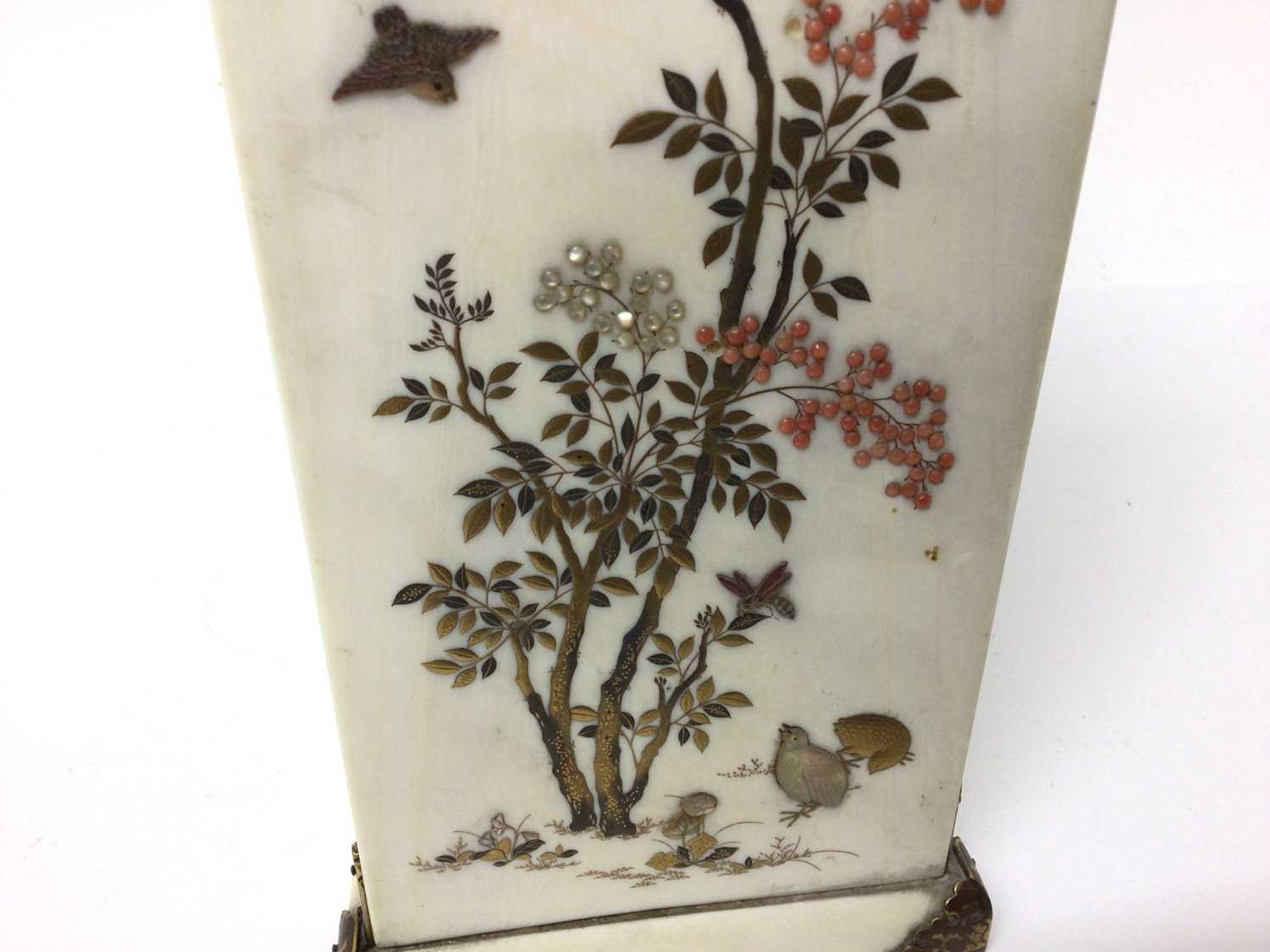 19th century Japanese ivory shibayama cabinet, finely decorated with birds and flowers, 20cm high (s - Image 5 of 10