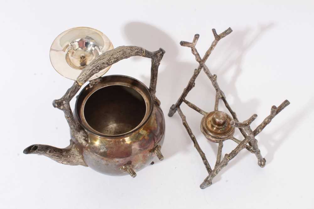 Victorian silver plated tea kettle on burner stand - Image 6 of 6