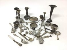 Group of silver and white metal items