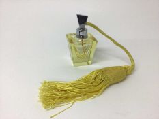 Art Deco primrose yellow flat cut crystal perfume spray