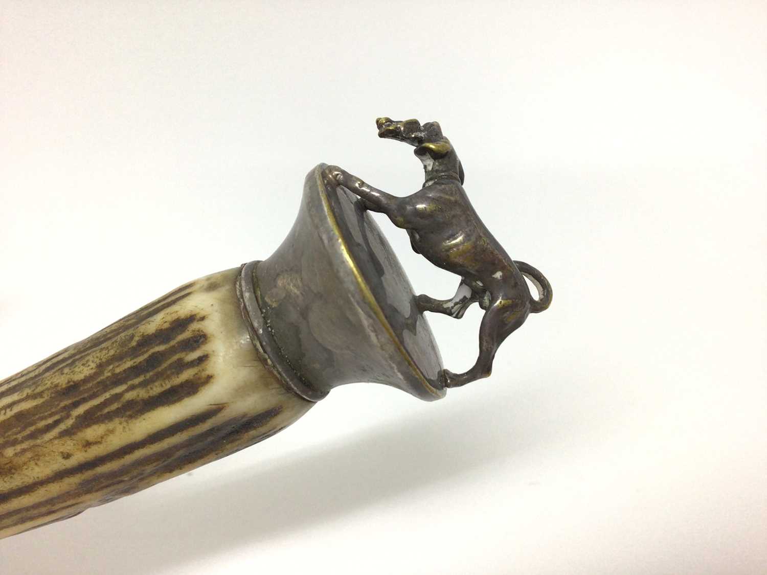 Early 20th century plated magnifying glass, together with a modern bronze sculpture - Image 3 of 6