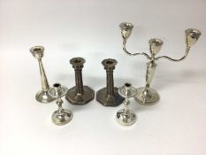 Group of six silver candlesticks