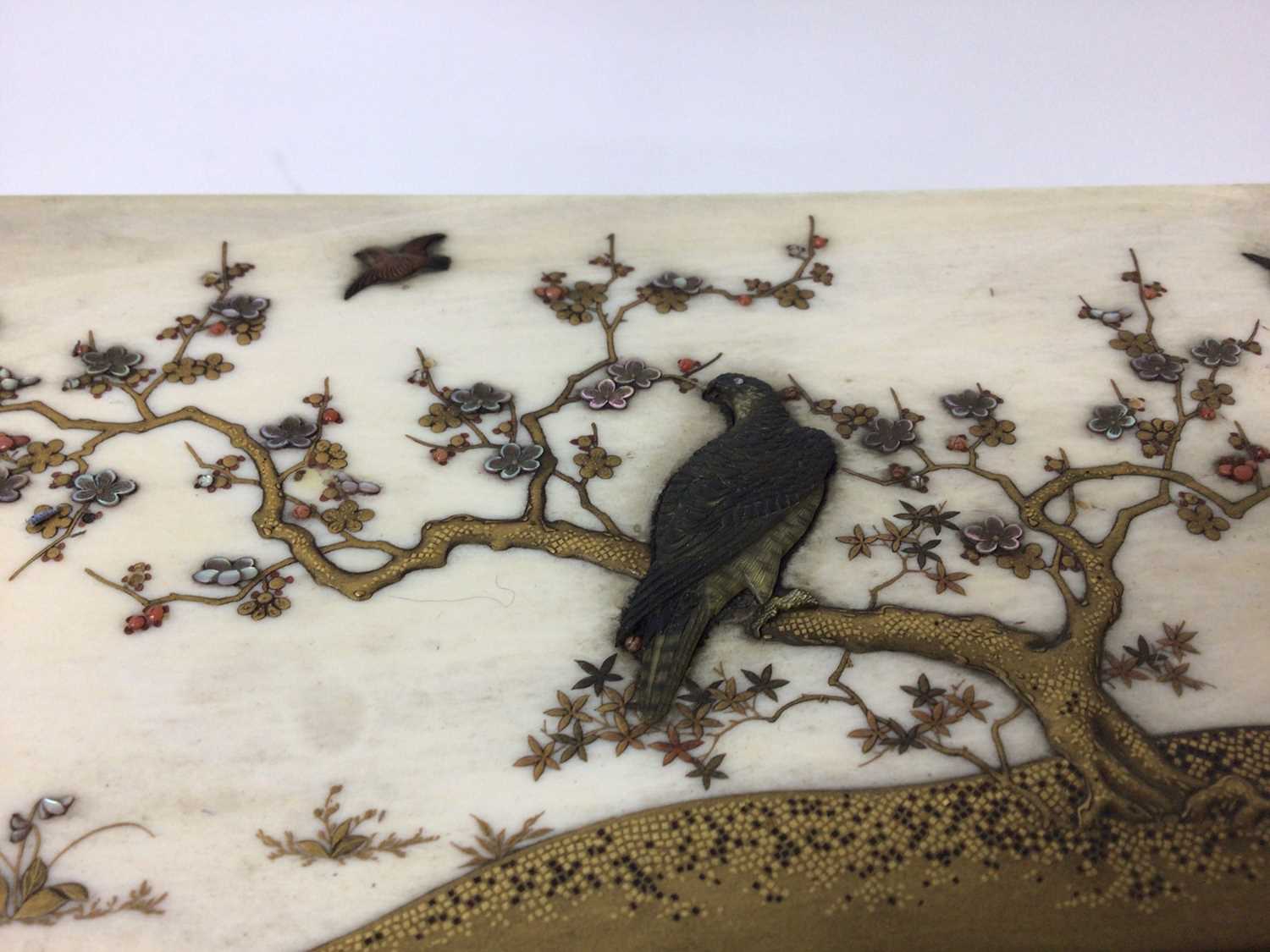 19th century Japanese ivory shibayama cabinet, finely decorated with birds and flowers, 20cm high (s - Image 9 of 10