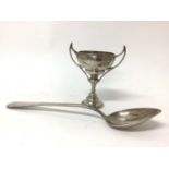 Silver trophy and large spoon with Continental marks