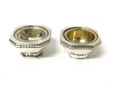 Pair of Art Deco silver trencher salts and pepper