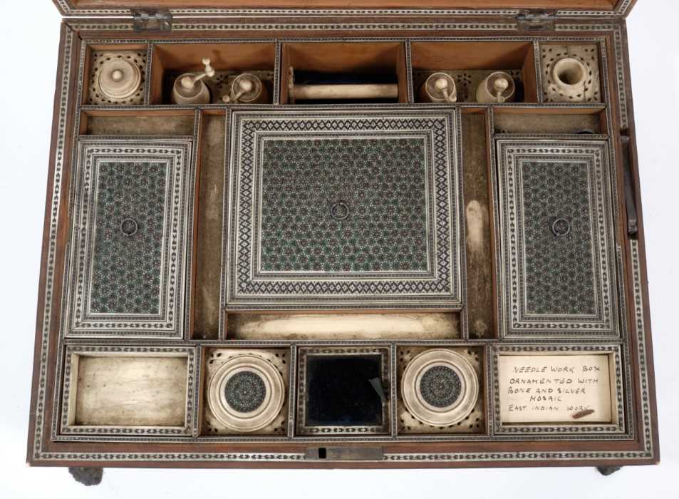 19th century Anglo-Indian sandalwood, ivory and metalware work box - Image 3 of 8
