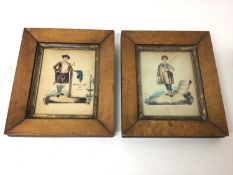 Pair of 19th century English School watercolours - 'To Edinburgh' and 'To York', in glazed maple ven