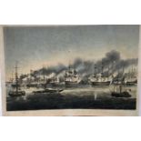 19th century etching and aquatint - The bombardment and capture of Jean D'Acre, 66cm x 45cm, unframe