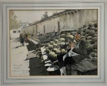 Robert Standish Sweeney (b. 1917) watercolour study of a Melon seller