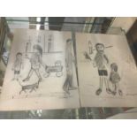 Follower of L. S. Lowry, two pencil sketches of figures bearing signature and date '61, 23cm x 17cm,