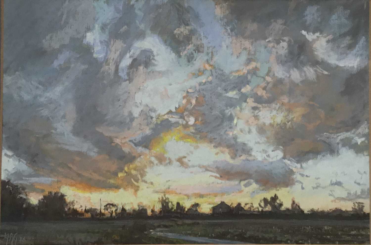 Margaret Glass (b.1950), pastel - Evening, Debach, signed and dated '86, 18cm x 27cm, in glazed fram