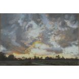 Margaret Glass (b.1950), pastel - Evening, Debach, signed and dated '86, 18cm x 27cm, in glazed fram