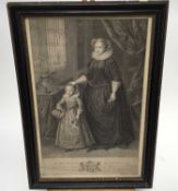 Early 19th century black and white engraving by Bartolozzi, Mary Queen of Scots, 45.5cm x 29.5cm, in