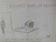 Jak (1927-1997) pencil, Guinness book of records, signed 45 x 58cm