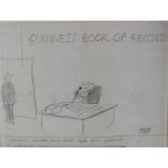 Jak (1927-1997) pencil, Guinness book of records, signed 45 x 58cm