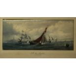 Edward Duncan R.W.S. (1803-1882) marine watercolour - ‘Off the Mumbles’, 50cm x 22cm, in glazed fram