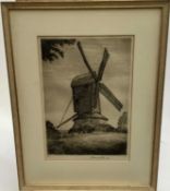 John Lewis Start (1905-1964) etching - Windmill, signed in pencil