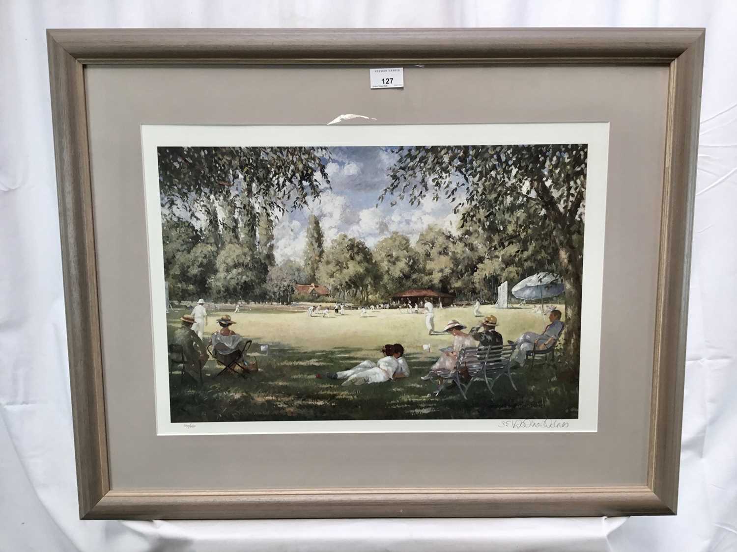 Sheree Valentine-Daines (b. 1959) signed limited edition print - Cricket scene - Image 2 of 6