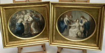 After Luigi Schiavonetti (1765-1810): Pair of antique stipple engravings in gilt frames together wit