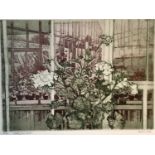 *Olwen Jones (b.1945) etching - 'White Geraniums', signed and numbered 2/50, 38cm x 27.5cm