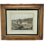 Set of four early 19th century hand coloured engravings - four fishing scenes, pub. McLean in glazed
