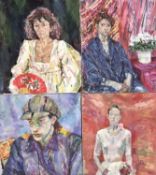 Elisabeth Fraser (b.1930) group of six oils on canvas - portraits, unframed