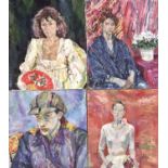 Elisabeth Fraser (b.1930) group of six oils on canvas - portraits, unframed
