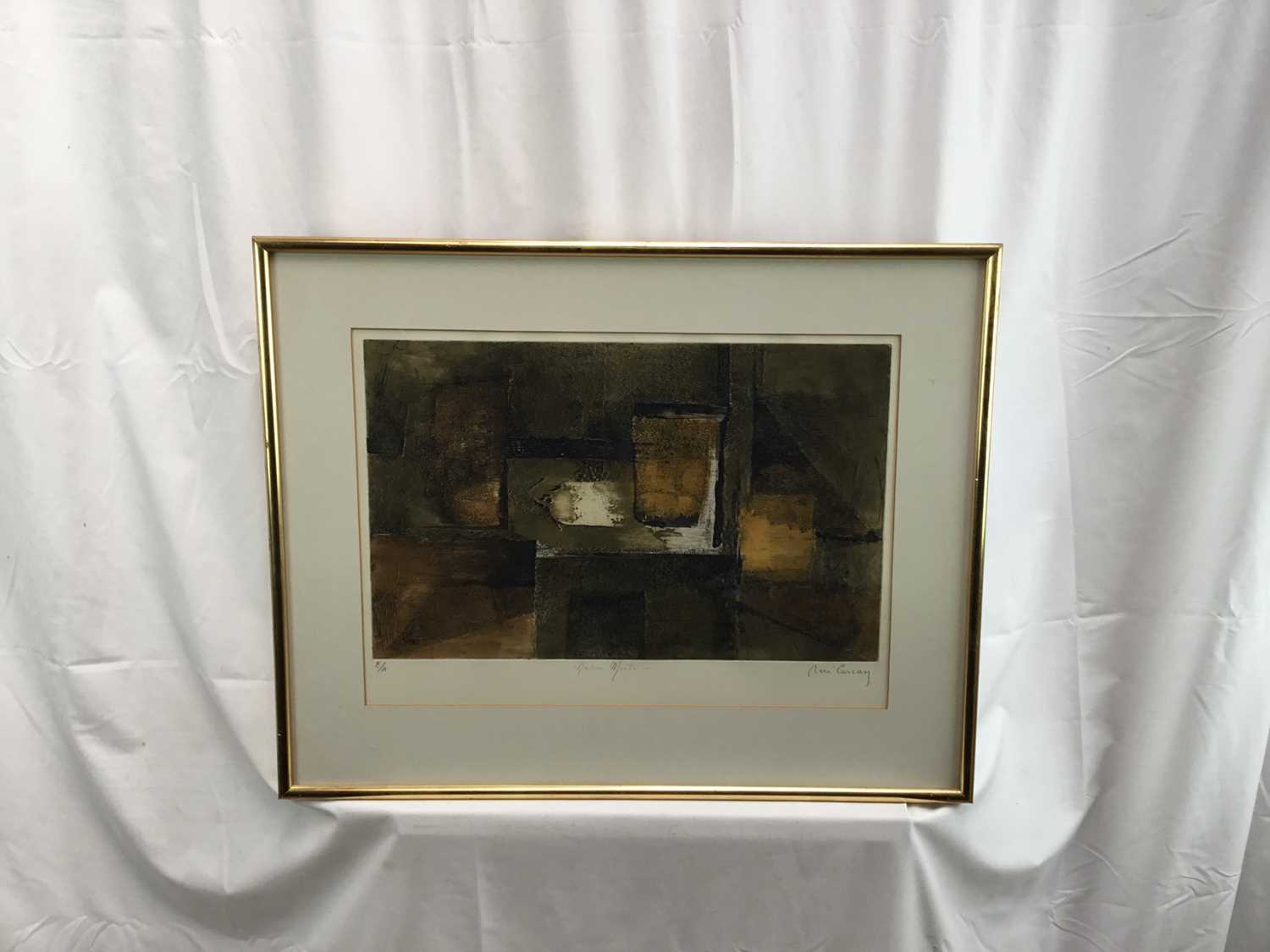 René Carcan (1925-1993) signed etching - abstract, E/A, 49cm x 33cm mounted in glazed gilt frame - Image 2 of 5