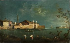 Follower of Antonio Guardi, oil on canvas, Venetian scene