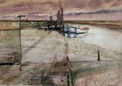 Charles Bartlett (1921-2014), watercolour - The Quay, Morston, signed, 30cm x 42cm, in glazed frame