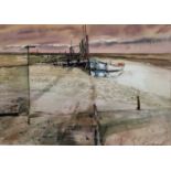 Charles Bartlett (1921-2014), watercolour - The Quay, Morston, signed, 30cm x 42cm, in glazed frame