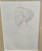 William Strang (1859-1921) silverpoint portrait of a woman, image 24cm x 38cm