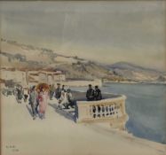 Continental watercolour signed with initials H.A.N. and dated 1923