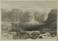 After David Roberts, three lithographs of Petra