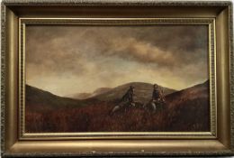 20th century oil on canvas signed Hamlet - Highland stalking scene, 49cm x 29cm, in gilt frame