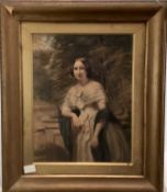 Pair of Victorian English School watercolours on paper laid on canvas - portraits of a lady and gent