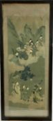 Chinese print depicting figures - image 28cm x 71cm, framed