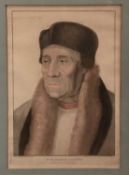 F. Bartolozzi 1795, hand coloured engraving after Hans Holbein, William Warham