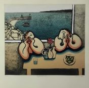 Trevor Price (b. 1966) colour etching, Comfortable Silence I, signed, titled and numbered 58/100, gl