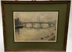 J. M. Powell early 20th century watercolour - 'Fog - Battersea Bridge', signed and dated 1908