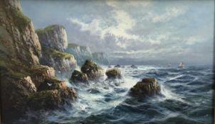 Frank Hider (1861 - 1933) oil on canvas - near Land's End, signed, also inscribed verso