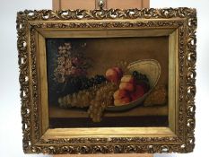 English school, late 19th century, oil on canvas - still life of fruit, in gilt frame