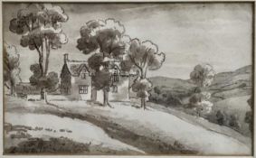 Thomas Barker of Bath (1769-1847) monochrome wash study of a cottage